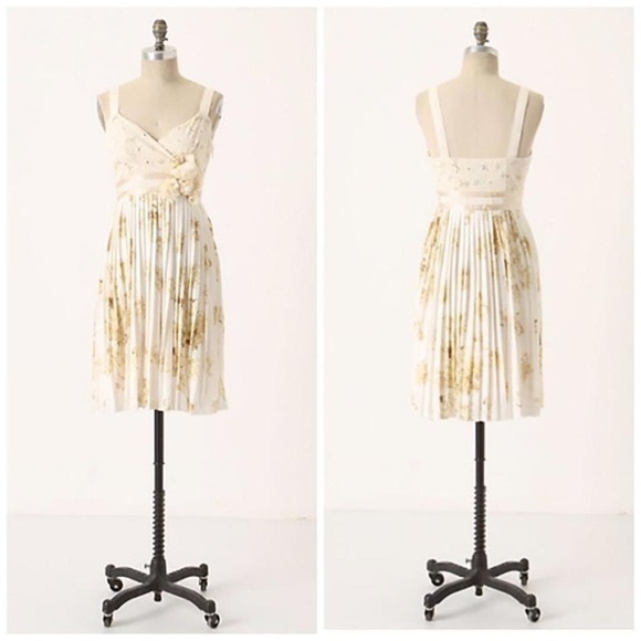 Anthro | Deletta “Tea & Sweets” Floral Pleated Dress Size Small Euro Summer